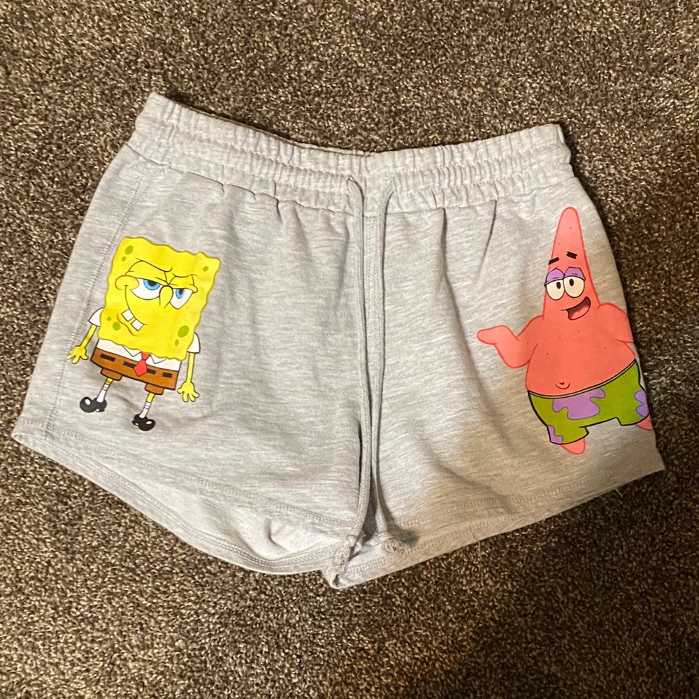 Nickelodeon Gray Women's Shorts with SpongeBob and Patrick